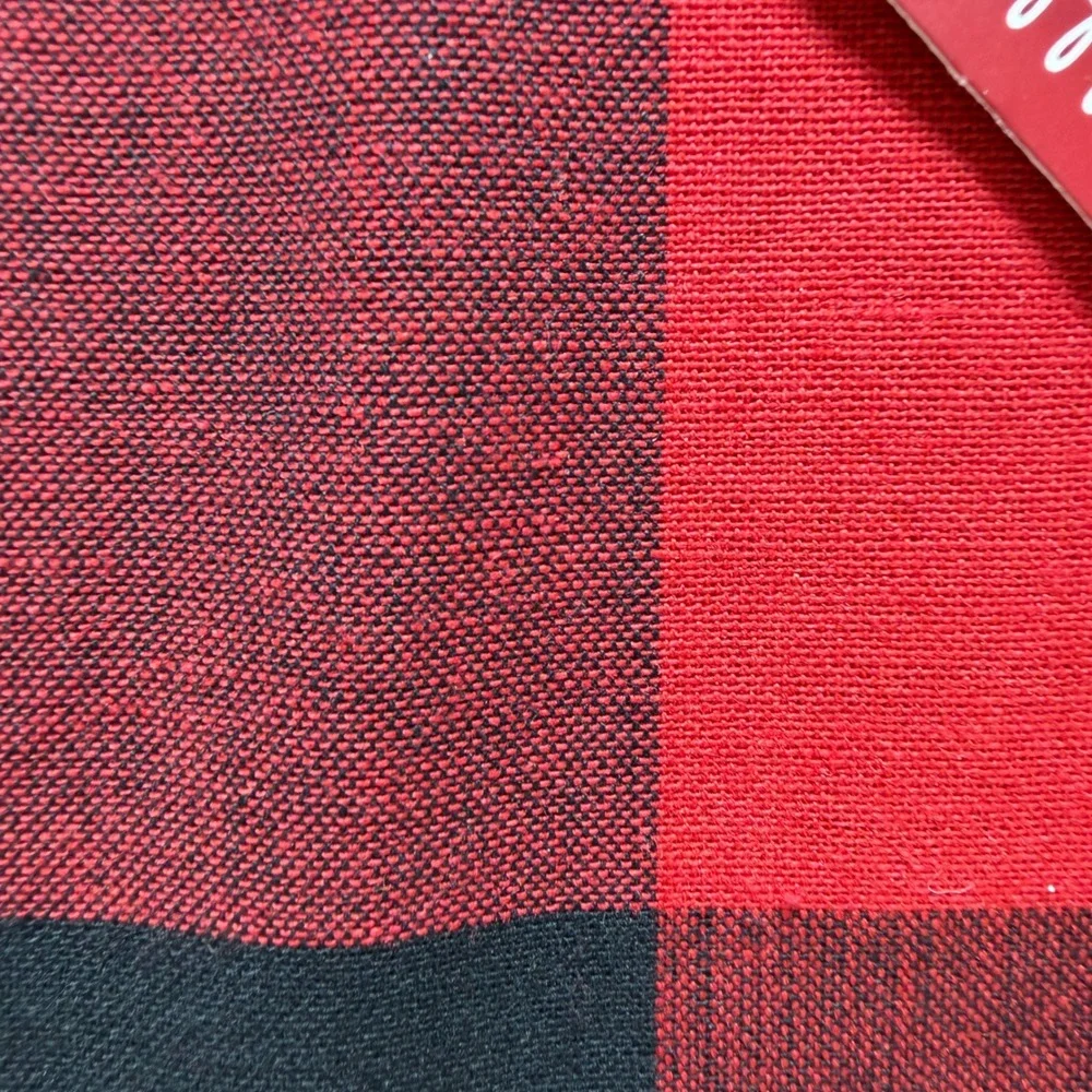 Balsam‎ & Fir Trading Co Red Black Buffalo Plaid Cotton Tablecloth 60x102 Oblong